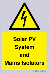 Solar PV System and Mains Isolators